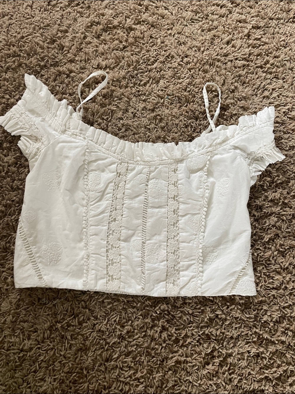 Anthropologie White Eyelet Off-Shoulder Camisole